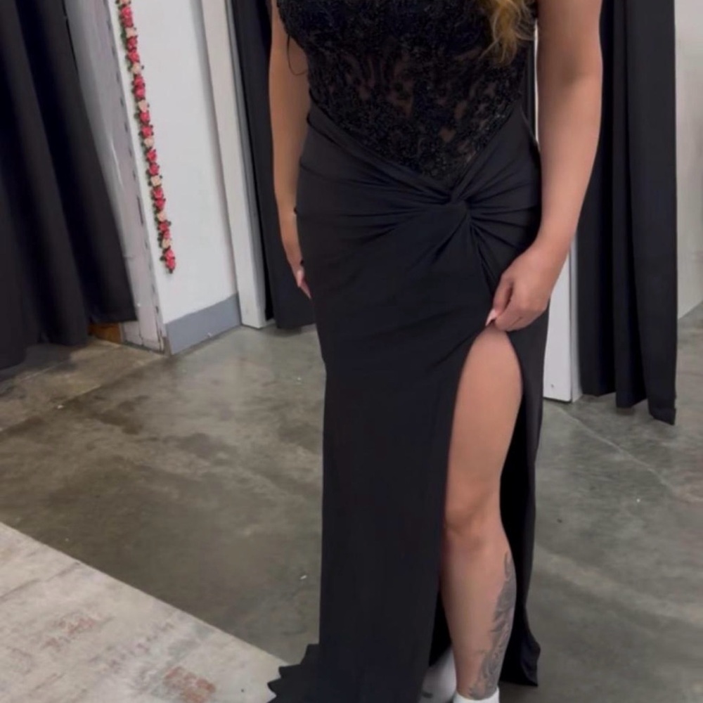 YoungLA Black Lace Prom Dress